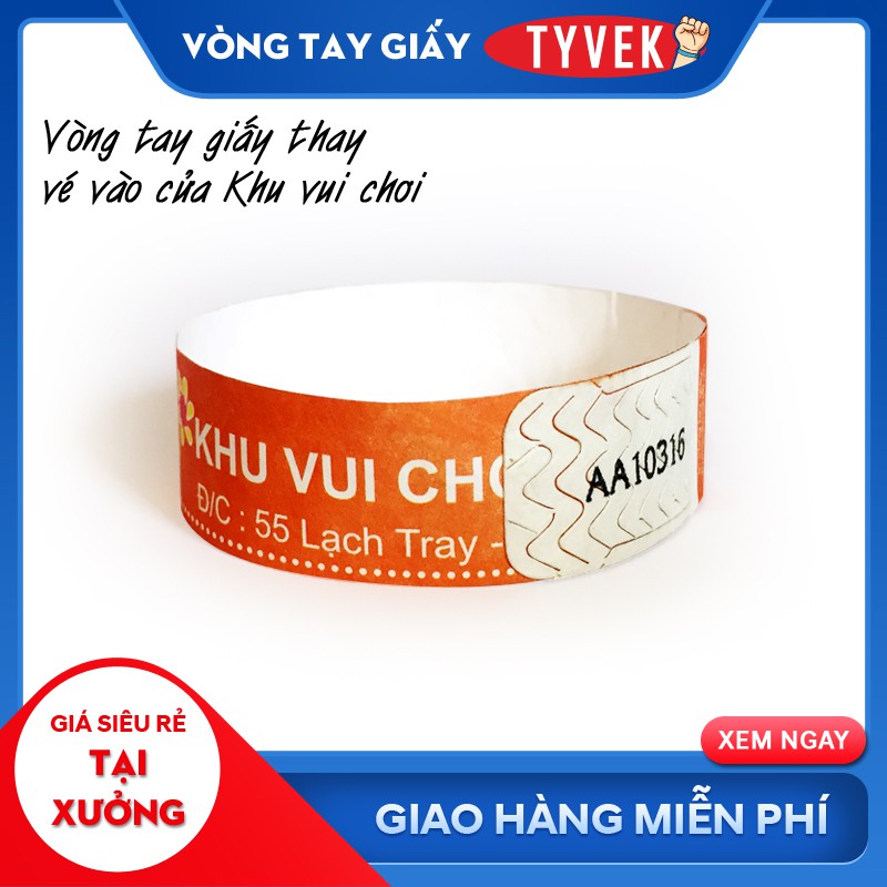 In gia công vòng đeo tay Tyvek cho bệnh viện, khu vui chơi, buffet,.