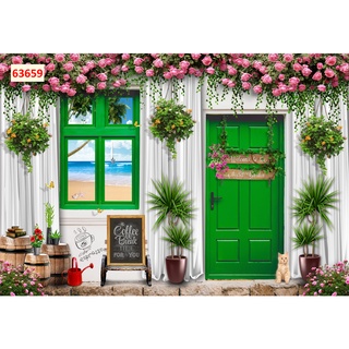 Tranh dán tường Quán Cafe, Trà Sữa, Trang Trí Cửa Hàng 3D khổ lớn