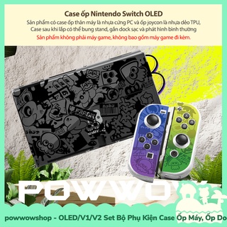 Oled/V1/V2 Set Bộ Phụ Kiện Case Máy, Case Dock, Nút Bọc, Hộp Băng Nintendo Switch Mẫu Splatoon 3 PowT