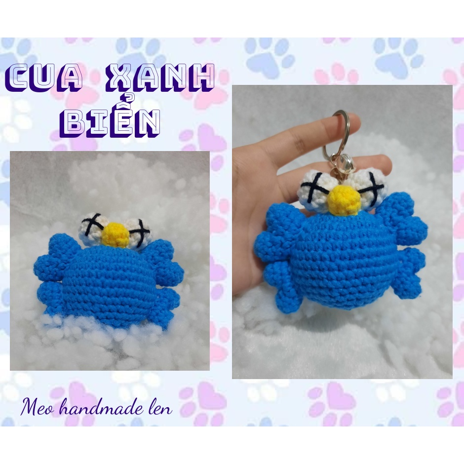 Móc khóa cua ngạt nước - Handmade len - Amigurumi - Crochet (có chuông)