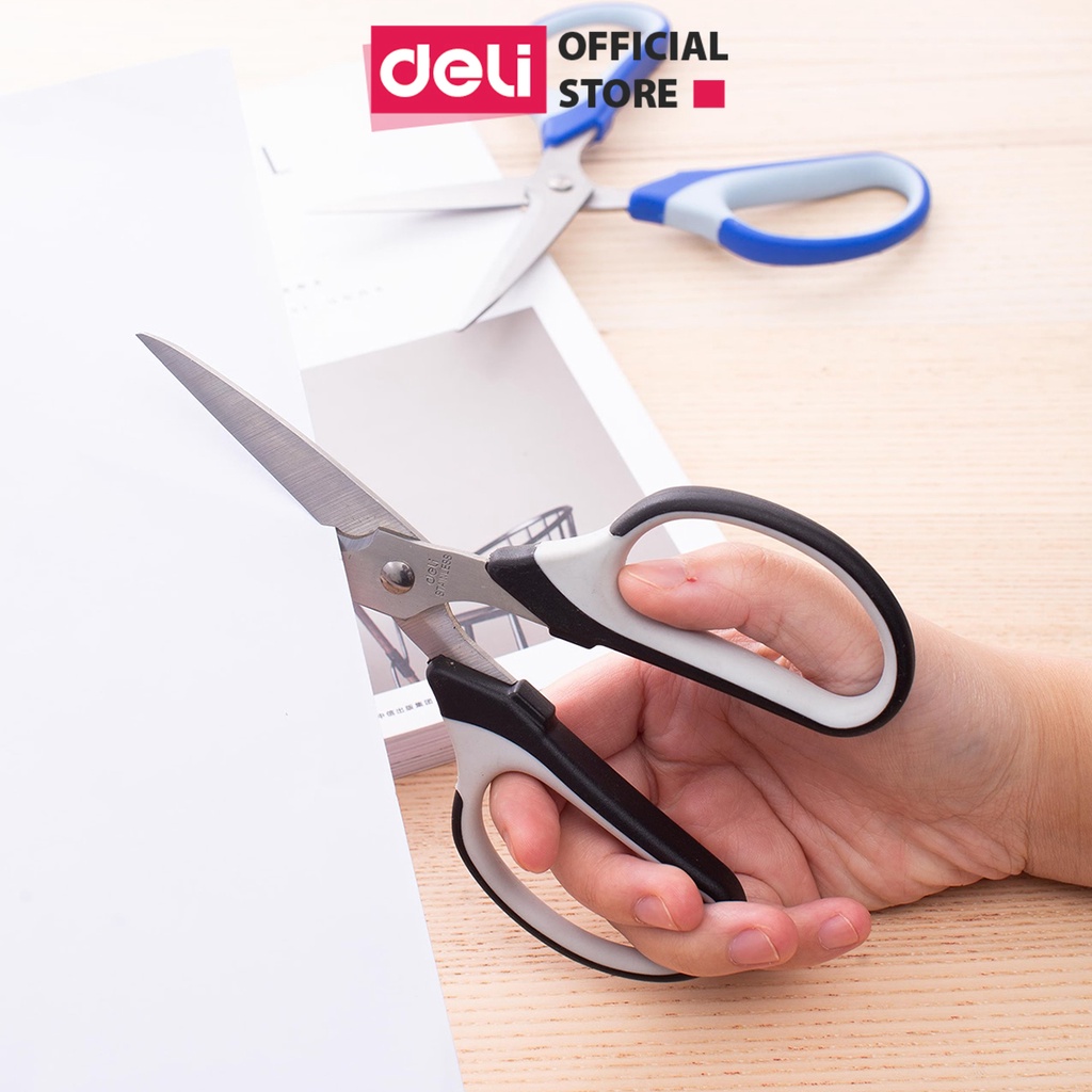 Kéo cắt đa năng Deli - Lưỡi thép không gỉ dùng cắt vải, giấy, đồ văn phòng thủ công, nhà bếp sắc bén siêu bền - E6001