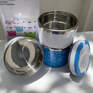 Cà mên-Camen giu nhiet 3 ngan - Hộp đựng cơm giữ nhiệt 3 ngăn inox, Cap long, Hộp đựng cơm bằng Inox