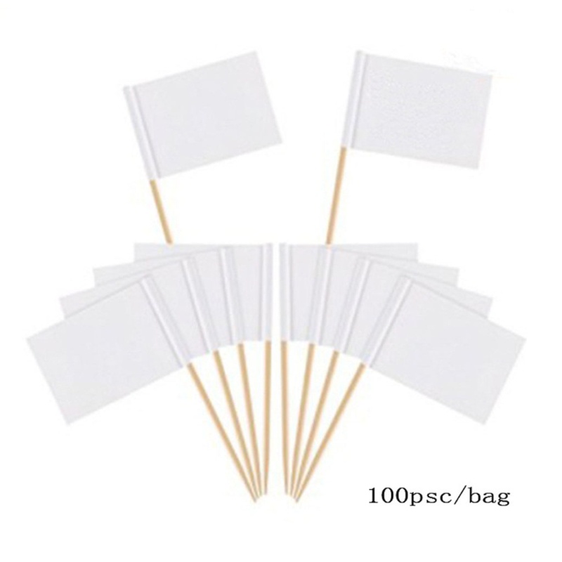 [SPT *] 100 Miếng Cờ Tăm Trống Nhãn Mini Có Que Đánh Dấu Phô Mai Chọn Cho Bánh Cupcake Toppers Trái Cây Appe