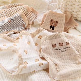 Quần Lót Cotton Lưng Vừa Thoáng Khí In Họa Tiết Gấu Nhỏ Dễ Thương Thời Trang Cho Nữ
