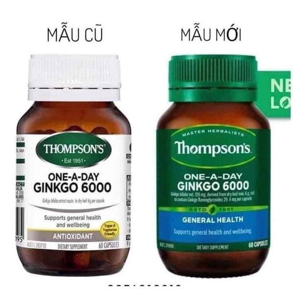 [TEM CHEMIST] Viên bổ não Ginkgo 6000mg Thompson’s của Úc 60 viên ( Ginkgo 6K Thompson )