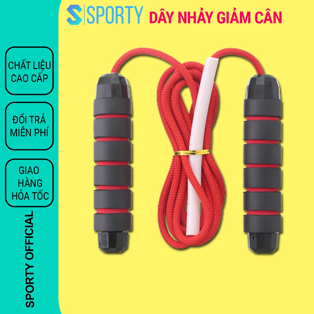 Dây nhảy dây SPORTY TS23 kèm tạ, lõi dây thép 6mm, tay nắm có vân êm ái thoáng khí