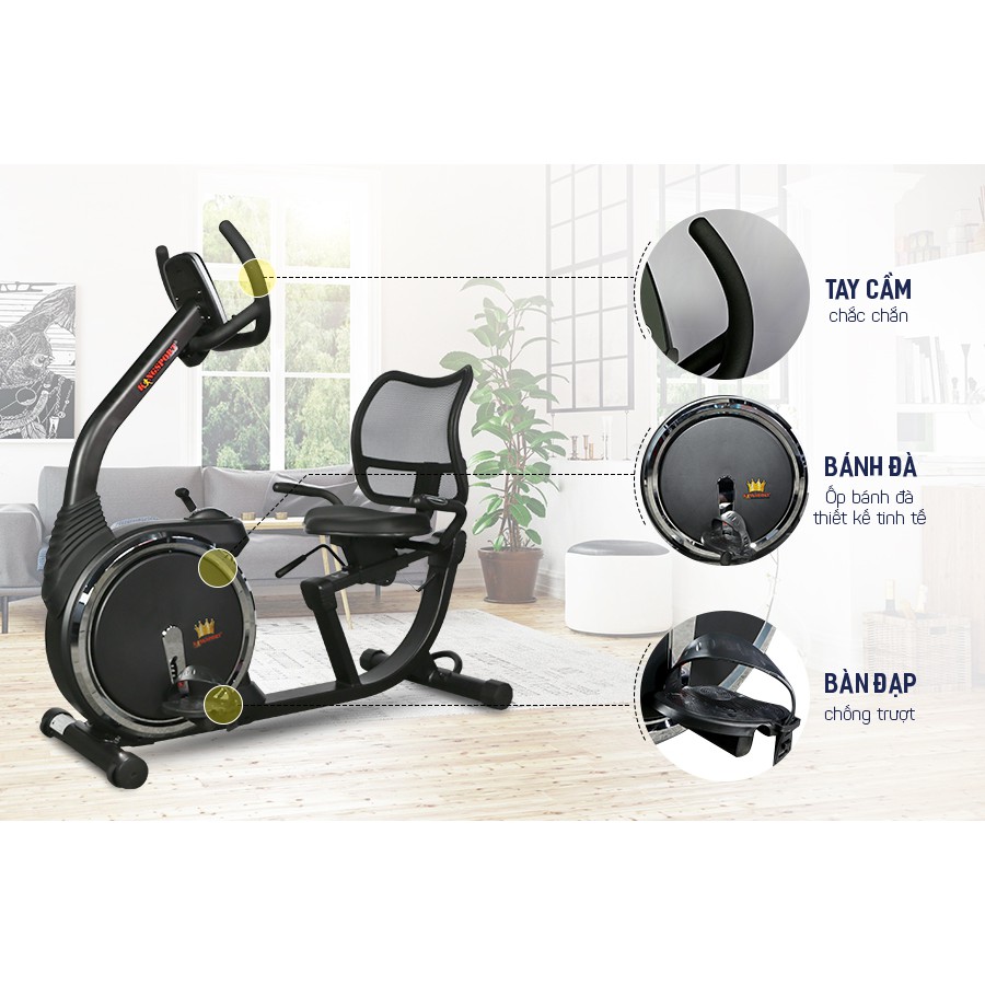 Xe đạp tập KINGSPORT KS-5807 kháng lực từ tính, ghế tựa phù hợp người lớn tuổi