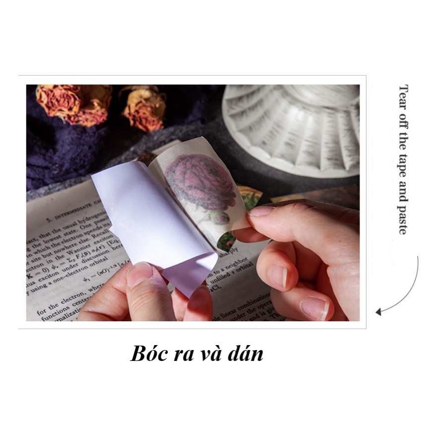 Sticker dán sổ vintage retro set 50 miếng HD22-K90 Tập nhãn dán trang trí sổ tay bullet journal scrapbook album nhật ký