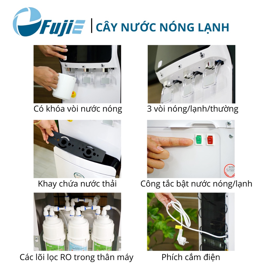 Máy Lọc Nước Nóng Lạnh Cao Cấp Fujie WPD5300C, màng lọc RO loại bỏ cặn bẩn, vi khuẩn, làm lạnh nhanh bằng block