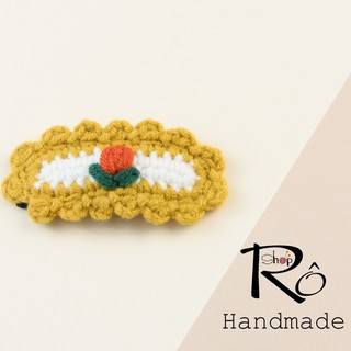 Kẹp tóc len xinh viền hoa nhiều màu cho nữ và bé gái 6.5cm |Cặp tóc Hàn Quốc |Shop Rô Handmade