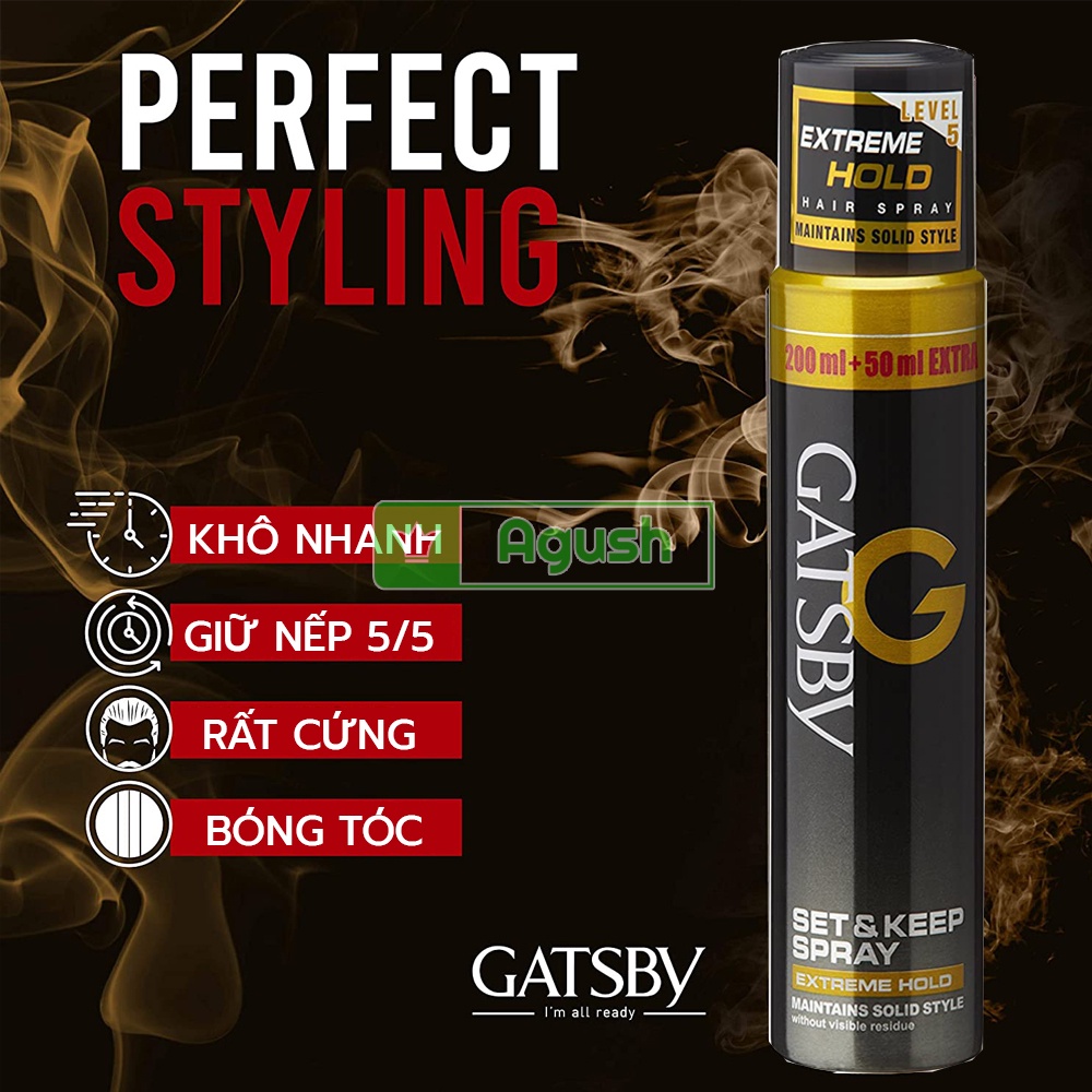 Keo xịt tóc nam nữ thơm giữ nếp lâu chính hãng nhật bản Gatsby Hair Spray chai 250ml lọ mini 66ml không bết dính giá rẻ