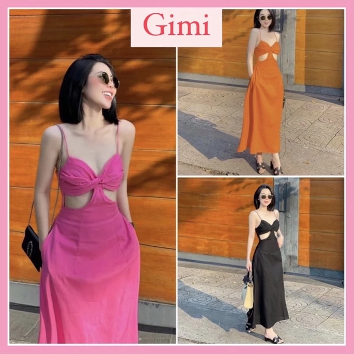 ĐẦM MAXI CUT EO VÁY CUT OUT XOÈ 2S💕GIMI (kèm ảnh thật)