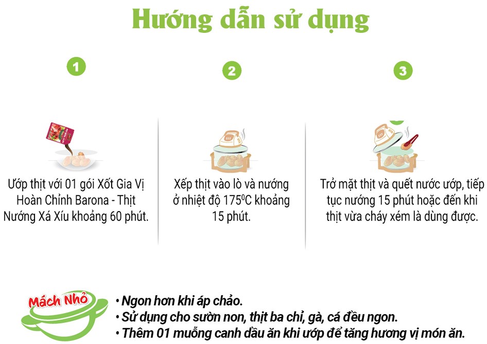 Mô tả Gia Vị Thịt Nướng Xá Xíu Barona 80g ướp ngon chuẩn vị không cần nêm nếm - 4