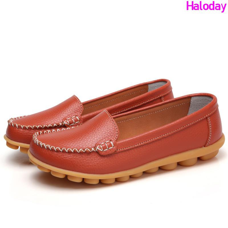 Giày Nữ Size Lớn (35-44) 44 43 42 41✨Chính Hãng Da Thật Chính Hãng Người Cao Tuổi Mẹ Giày Nữ Giày Đậu Hà Lan Giày Y Tá Size Lớn Giày Lười