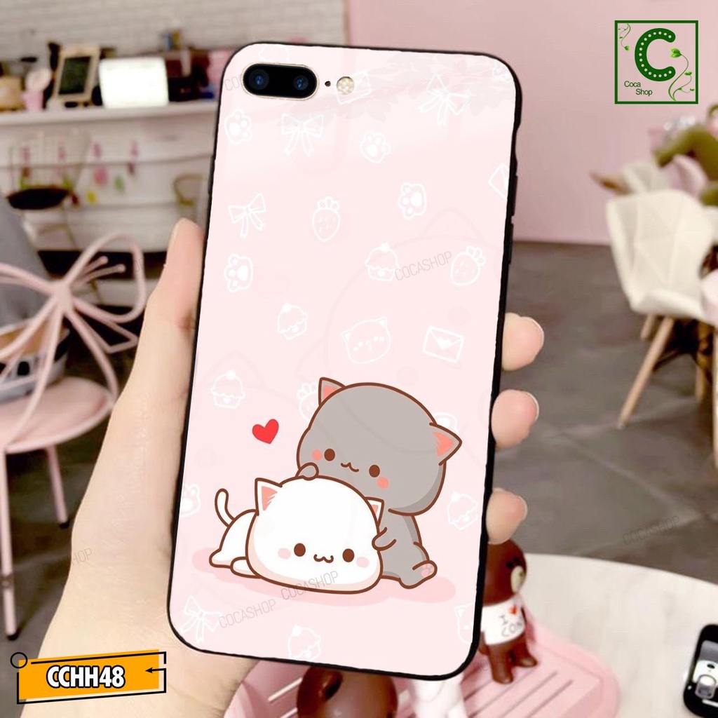 Ốp lưng iphone mặt kính cực đẹp, chống trày xước  - Tình yêu màu hồng - 6/6plus/6s/6splus/7/7plus/8/8plus/x/.....