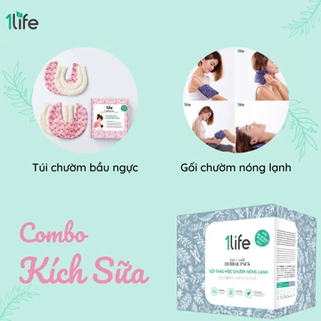 Combo Sữa Mẹ 1LIFE (Túi thảo mộc / Túi thảo dược chườm bầu ngực và Gối chườm thảo mộc nóng lạnh)