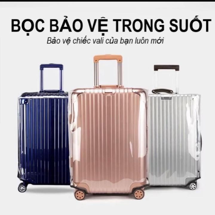 Trùm vali Bằng nhựa Trong suốt có Viền size 18-20-24-26-28-30 inch K501 {CHỐNG NƯỚC}