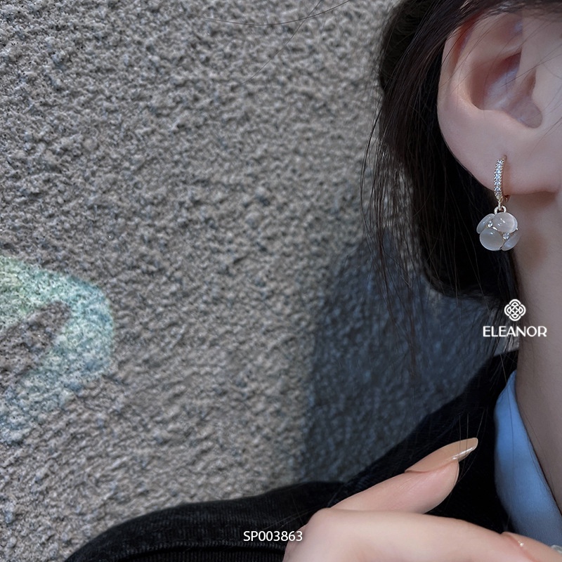 Bông tai nữ chuôi bạc 925 Eleanor Accessories dáng thả khuyên tai đính đá phụ kiện trang sức 3863