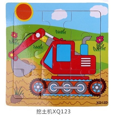 Đồ chơi xếp hình tranh ghép gỗ 9 mảnh size to 15x15 cm nhiều hình ngộ nghĩnh cho trẻ 2 3 4 5 tuổi