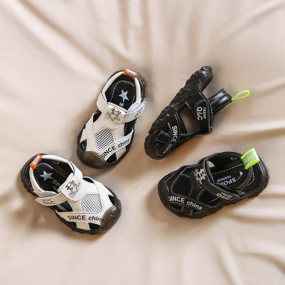 sandal bé trai - dép rọ tập đi cho bé chống vấp bảo vệ chân da mềm 6m đến 5 tuổi có quai dán 303 ( ảnh thật )
