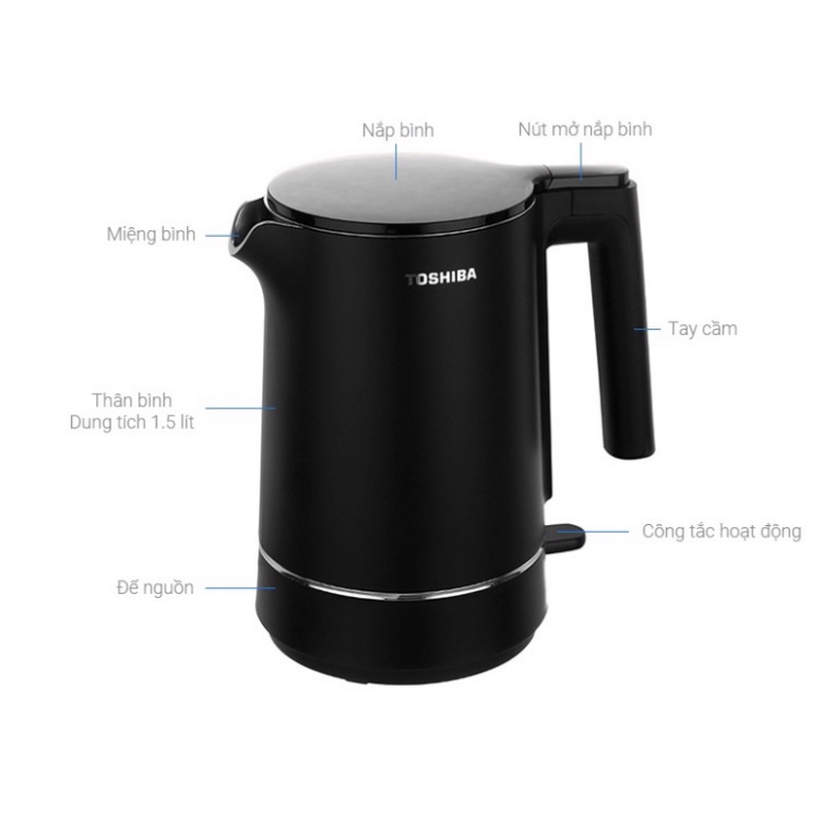 Ảnh Bình đun siêu tốc Toshiba KT-15DS1NV - 1.5L - Inox 304 - Hàng chính hãng, bảo hành 12 tháng, chất lượng Nhật Bản 1