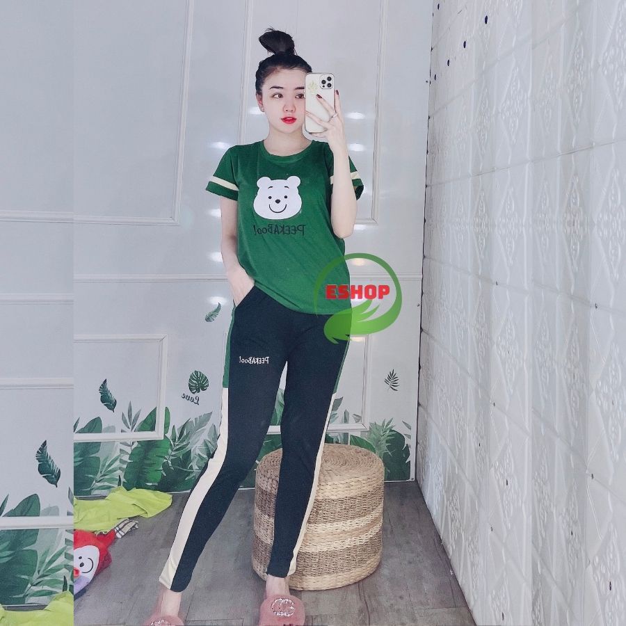 Đồ Bộ Nữ Bigsize 43-85kg Chất Thun Cotton Quần Dài Mặc Nhà Đi Chơi Thể Thao Trung Niên ESHOP DB07