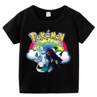 Áo thun Pokemon hoạt hình cotton trẻ em Áo thun thông thường hàng đầu thời trang ngắn tay quần áo đa năng