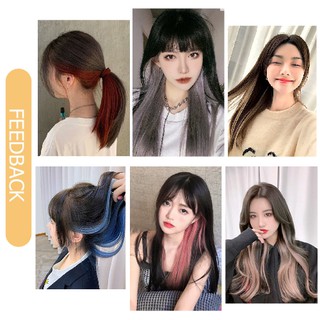 Set 2 Tóc Giả Kẹp Highlight 50cm-Tóc Nối Giả Dạng Thẳng Nhuộm Ombre Hamin