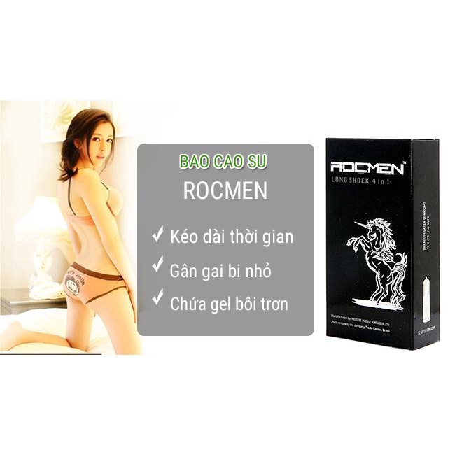Ảnh Bao cao su Cá Ngựa ROCMEN 4 IN 1 Đen Hộp 12 Chiếc GEMHOME 1