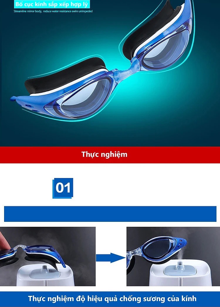Mô tả Kính Bơi Cận Từ 2 Đến 7 Độ Kính Bơi Người Cận Dây Đeo Êm Ái Đệm Mũi Dẻo Chống UV Chông Sương Cleacco DL603 Boro Sport - 5