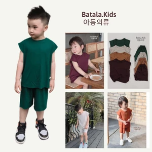 Quần áo trẻ em BATALA KIDS kiểu sát nách thun cotton màu trơn mùa hè cho bé trai và bé gái từ 1 đến 6 tuổi TRON01