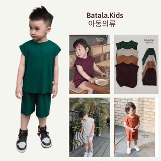 Quần áo trẻ em BATALA KIDS kiểu sát nách thun cotton màu trơn mùa hè cho bé trai và bé gái từ 1 đến 6 tuổi TRON01