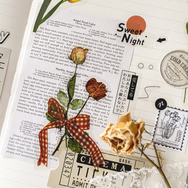 Sticker trong suốt vintage dán set 40 nhãn dán retro HD27-K72 DIY Crafts, Scrapbook, Bullet Journal, Diary, Planner