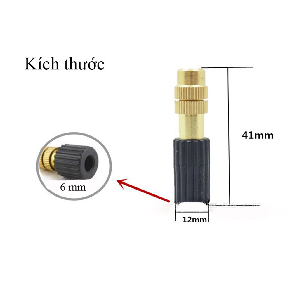 Béc Tưới Phun Sương Đầu Bằng Đồng 1 Hướng - Kèm Ren Nối ống 21mm Và Van Điều Áp