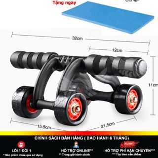 Con Lăn Tập Bụng 4 BÁNH Yoga,Gym + tặng miếng thảm + con lăn 4 bánh tập cơ bụng tại nhà