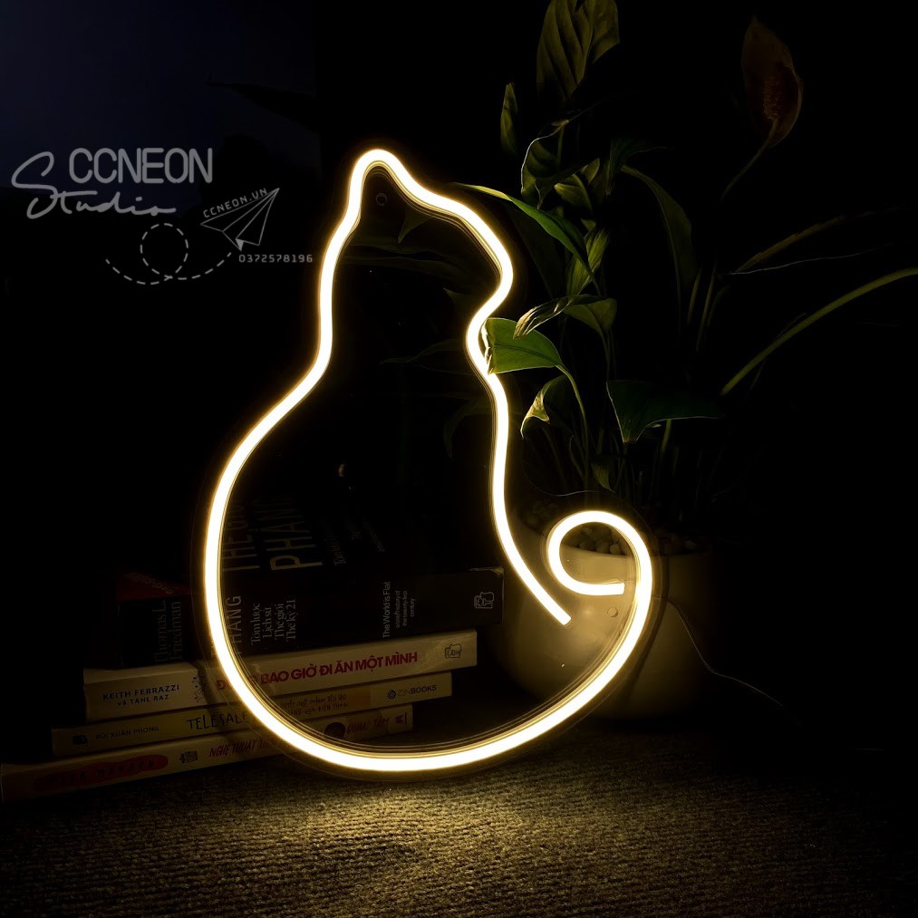 Đèn Led Neon Trang Trí Hình Mèo [ Mẫu 11] kích thước 33x24 cm