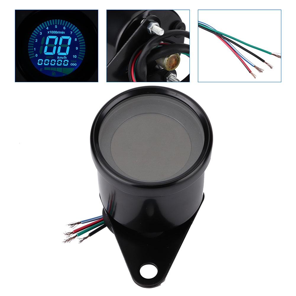 Đa Năng Xe Máy LED Kỹ Thuật Số Đồng Hồ Tốc Độ Máy Đo Tốc Độ Đồng Hồ Đo Mức Dầu Đồng Hồ Đen