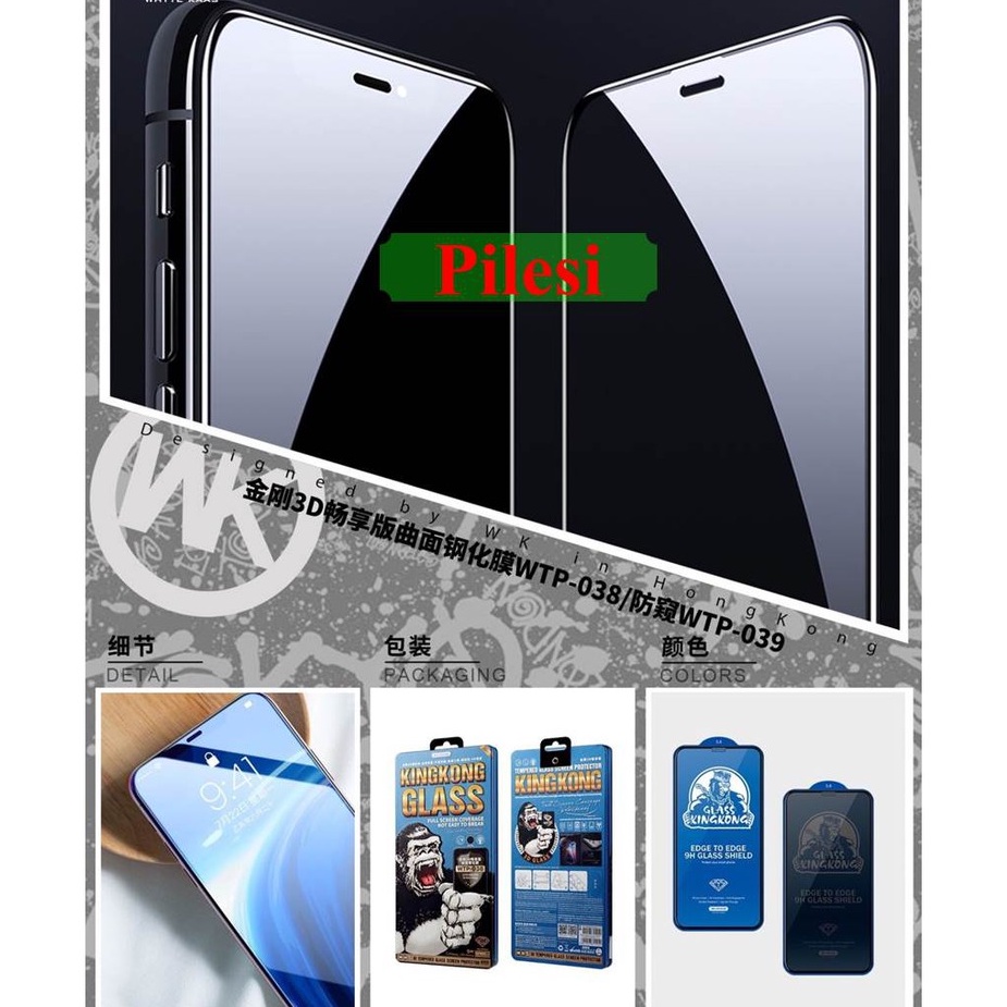 Ảnh {Giá hủy diệt} Kính Cường Lực KINGKONG WEKOME Full Màn 038 039 siêu mỏng, Chống Vỡ Viền iPhone 11 12 13 14 15 16 promax 3