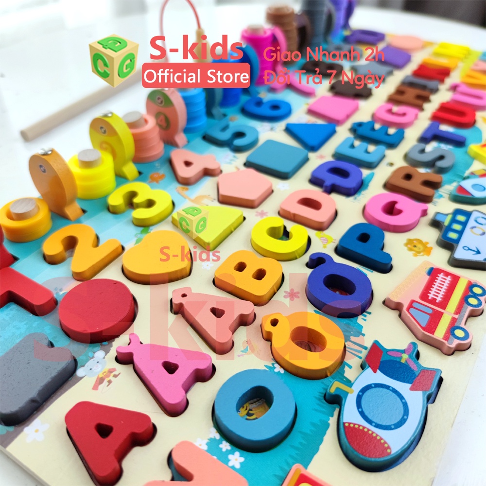 Ảnh Đồ chơi giáo dục S-kids, Bảng chữ cái bằng gỗ cho bé Tích Hợp Số và Trò chơi câu cá nam châm. 3