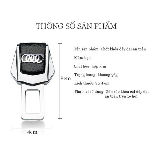 Bộ 2 Chốt cài dây an toàn in logo hãng xe hơi ô tô - Chốt cắm ngắt chuông cảnh báo đai an toàn chất liệu inox cao cấp