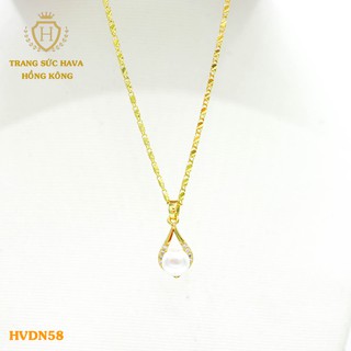 Dây Chuyền, Vòng Cổ Nữ Mặt Đính Hạt Ngọc Xi Mạ Vàng Non Cao Cấp - Trang Sức Hava Hong Kong - HVDN58