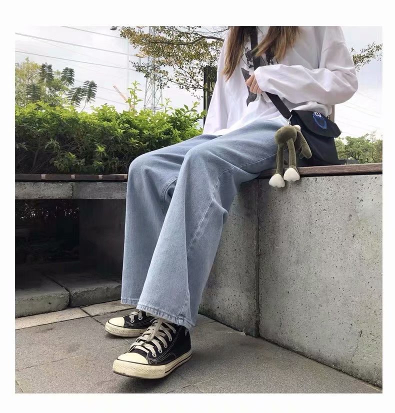Ảnh Quần jeans dài DADUHEY ống rộng phong cách Hàn Quốc cá tính thời trang cho nữ 1