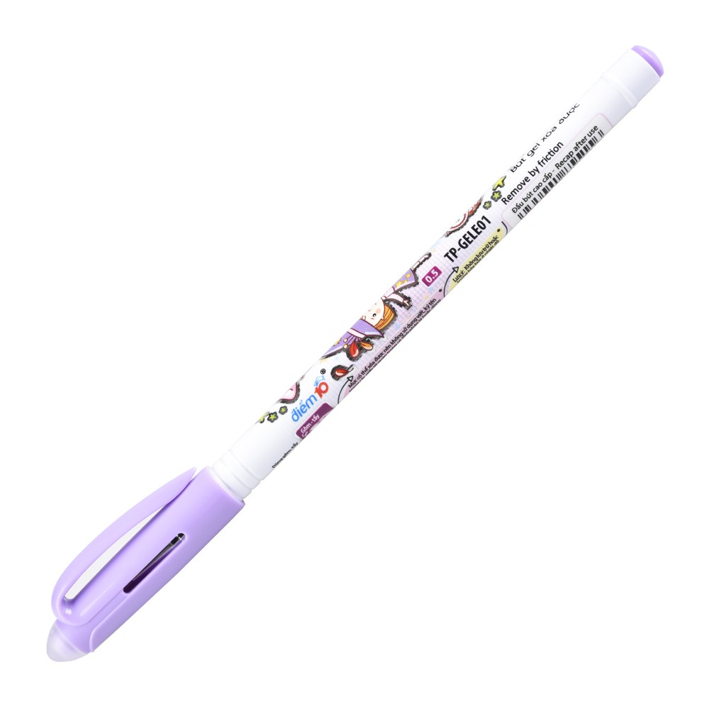 [21-31-7 Tặng sticke] Bút Gel Điểm 10 TP-GELE01 xóa được thiết kế đơn giản và hiện đại Thân và nắp bút bằng nhựa trong