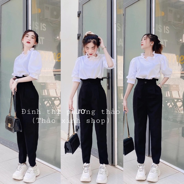 Set Áo Sơ mi ngắn tay mix quần xuông
