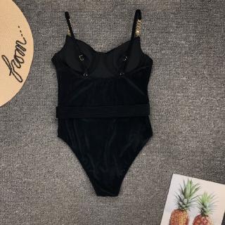 Bộ đồ tắm bikini một mảnh hai dây phối thắt lưng khóa kim loại thời trang