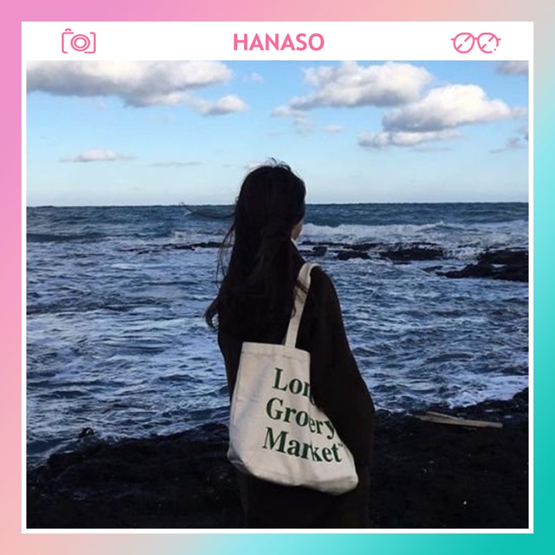 Túi Tote Túi Vải Nữ Đeo Vai họa tiết chữ Phong Cách Ulzzang
