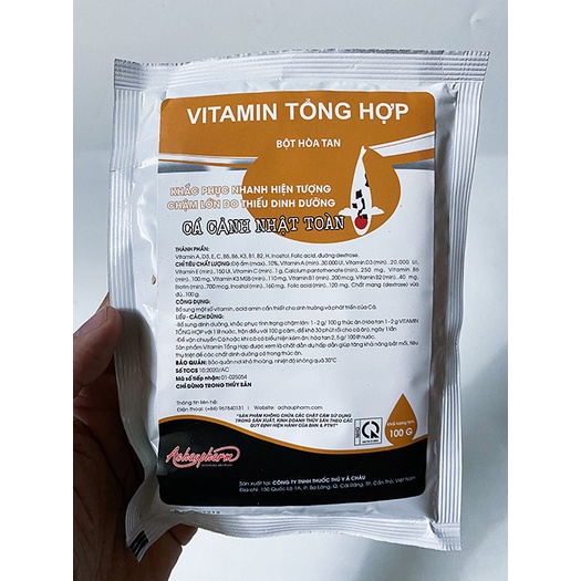 VITAMIN TỔNG HỢP TĂNG ĐỀ KHÁNG, KHẮC PHỤC CHẬM LỚN CHO CÁ CẢNH ACPHARNO 100G