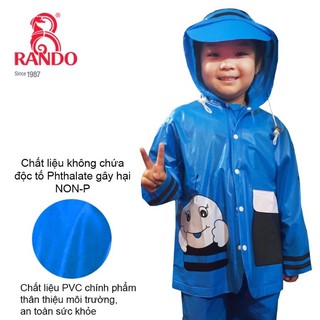 Áo Mưa Bộ Ong Mật Cho Trẻ Em, RANDO Chính Hãng, Nhựa Cao Cấp, Quần Áo Đi Mưa Bé Trai, Bé Gái