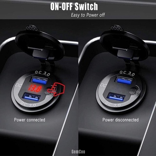 QC 3.0 Ổ Cắm Sạc Xe Hơi USB Kép Có Cáp Chống Thấm Nước Sạc Nhanh Ổ Cắm Điện Cho Xe Máy 12V-24V Thuyền Biển Xe Tải ATV