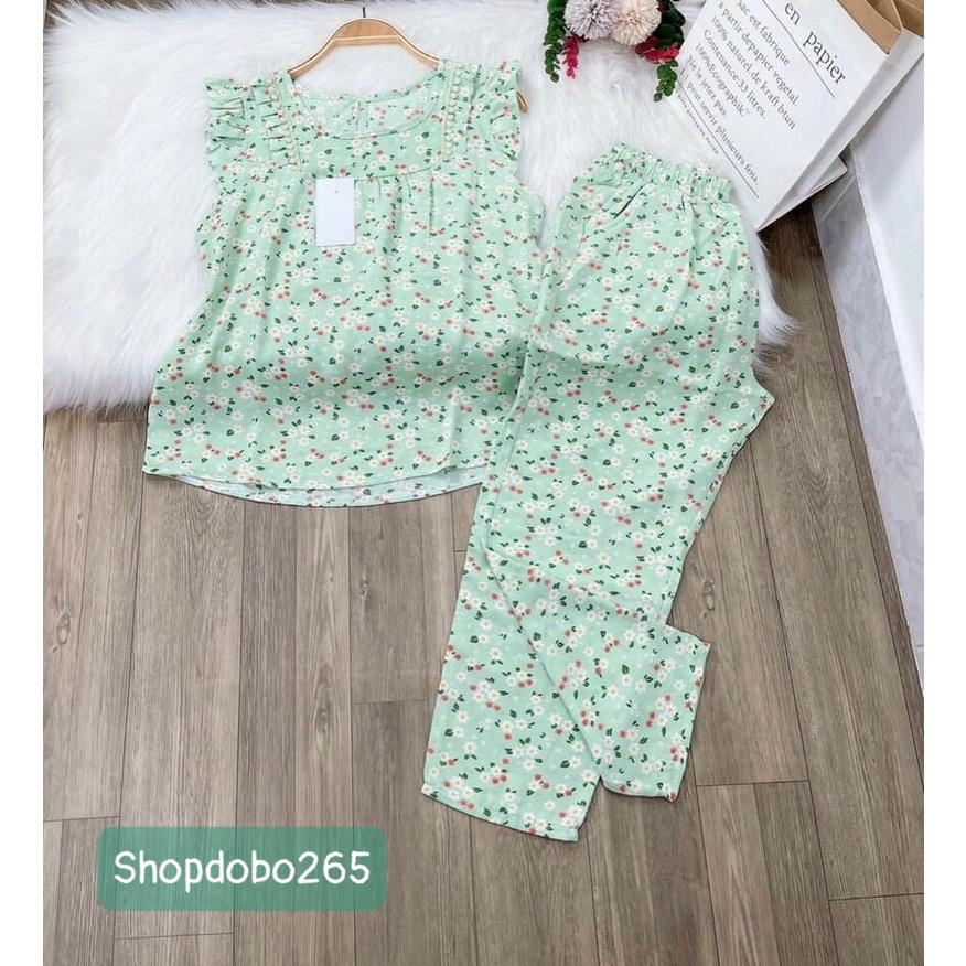 Đồ bộ nữ,đồ ngủ mặc nhà lửng 9 tấc vải lụa mango cao cấp BL 88 họa tiết hoa nhí dễ thương size 47-60kg.